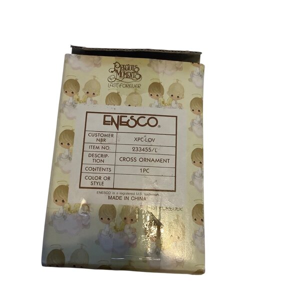 Vtg Precious Moments Enesco Love Is The Best Gift Cross Ornament Jesus 4.25" - Picture 4 of 6